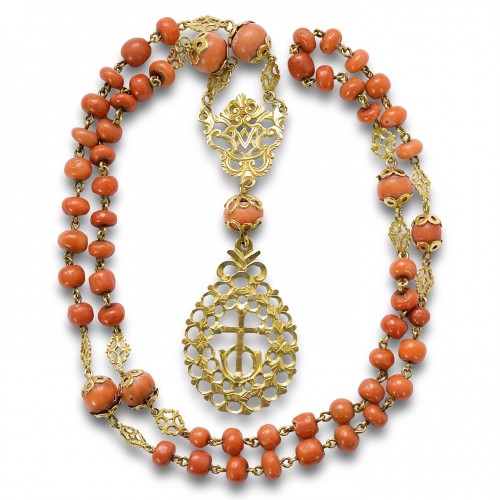  - Gold mounted coral rosary Spain first half of the 18th century