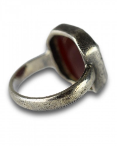 Silver mounted carnelian intaglio ring. Eastern Orthodox, dated c.1716 - Antique Jewellery Style 