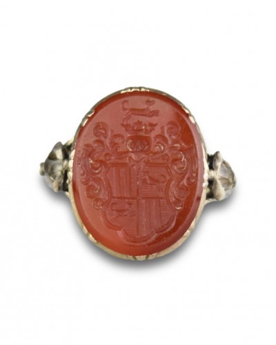 Signet Ring In Gold And Carnelian, Germany 18th Century - Antique Jewellery Style 