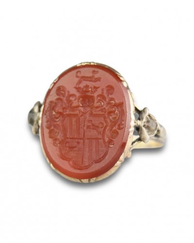 18th century - Signet Ring In Gold And Carnelian, Germany 18th Century