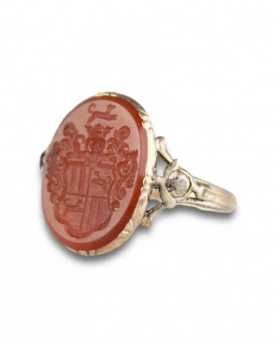 Signet Ring In Gold And Carnelian, Germany 18th Century - 