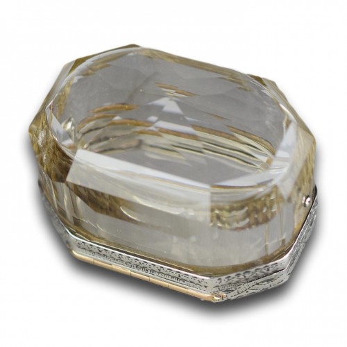 19th century - Silver mounted rock crystal snuff box, England early 19th century