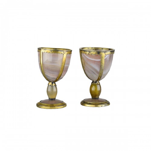 Pair of silver gilt mounted miniature goblets, Germany 18th century