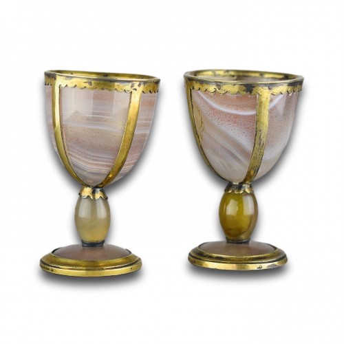 18th century - Pair of silver gilt mounted miniature goblets, Germany 18th century