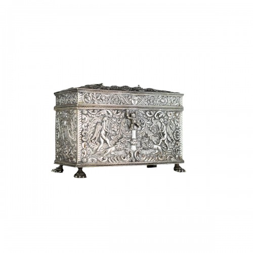 Repoussé silver marriage casket, Dutch19th century