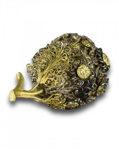  - Silver gilt filigree scent flask in the form of a pear, South Germany irca.1700