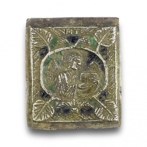 Antiquités - Quatre plaques d'argent et d'émail des évangélistes, Arménie XVIIe siècle