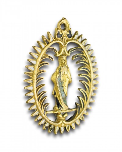  - Enamelled brass pendant with the Virgin, Spain circa 1600
