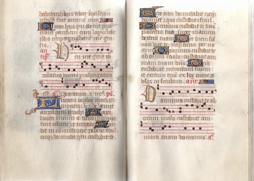 Livre contenant des feuilles d'un Psalter-Hymnal médiéval, France fin du XVe siècle - 