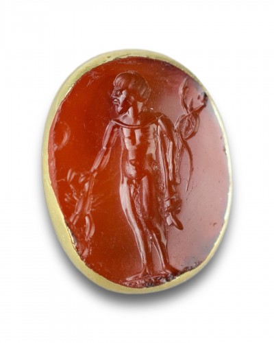 Georgian gold fob with a Renaissance carnelian intaglio of the God Mercury. - Antique Jewellery Style 