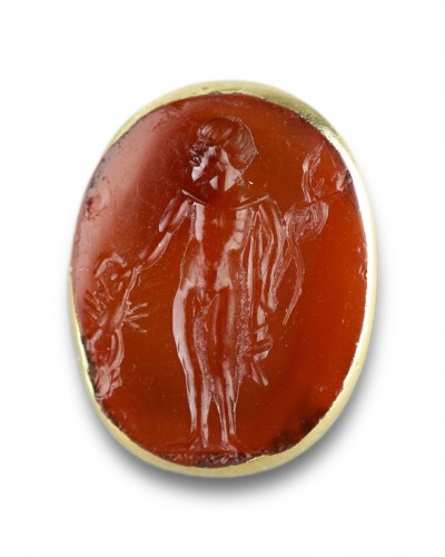 Georgian gold fob with a Renaissance carnelian intaglio of the God Mercury. - 