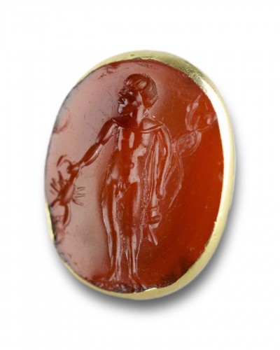 Georgian gold fob with a Renaissance carnelian intaglio of the God Mercury. - 