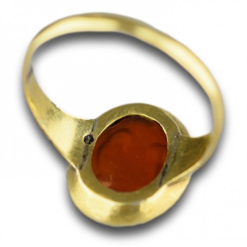 - Georgian gold ring with an Ancient carnelian intaglio of Prometheus