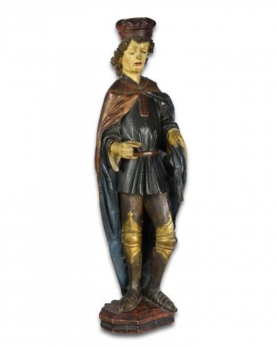 Sculpture en bois polychromé de Saint Martin, Allemagne du Sud XVIe siècle - Matthew Holder