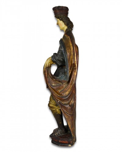 Sculpture en bois polychromé de Saint Martin, Allemagne du Sud XVIe siècle - 