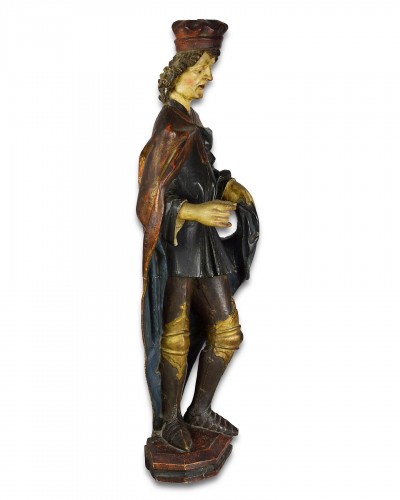 Antiquités - Sculpture en bois polychromé de Saint Martin, Allemagne du Sud XVIe siècle