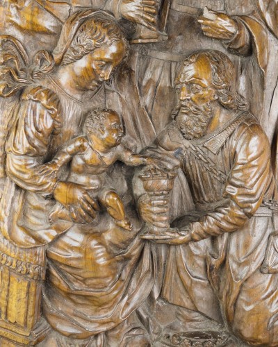 Walnut relief of the adoration of the Magi, Flanders16th century. - 