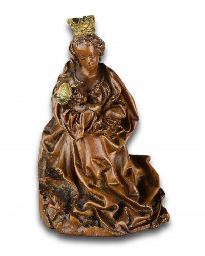 Sculpture  - Intimate gothic sculpture of the nursing Madonna &amp; child, Germany 16th cent