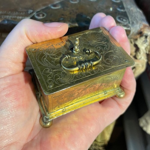 Antiquités - Coffret à bijoux miniature dans le goût de Michael Mann, Allemagne du Sud XVIIe siècle