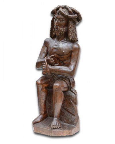 Art sacré, objets religieux  - Sculpture en chêne du Christ sur la pierre froide, Nord de la France ébut du XVIe s