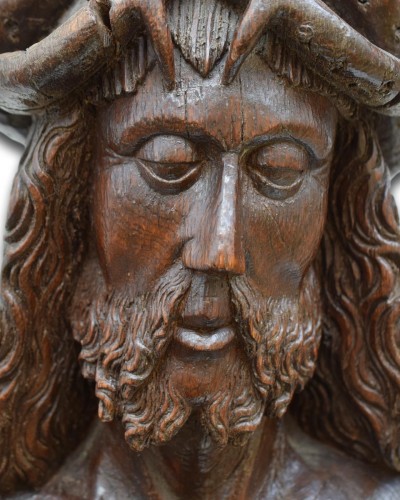 Sculpture en chêne du Christ sur la pierre froide, Nord de la France ébut du XVIe s - 