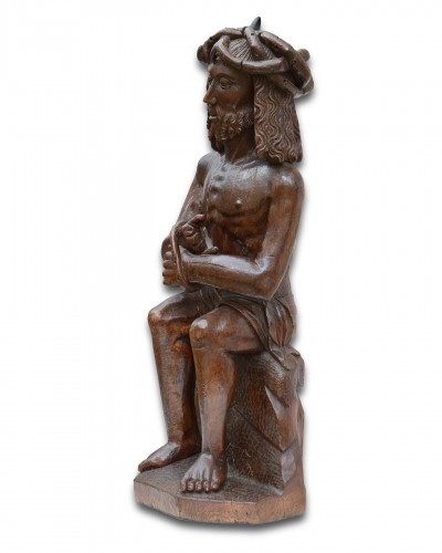 Antiquités - Sculpture en chêne du Christ sur la pierre froide, Nord de la France ébut du XVIe s