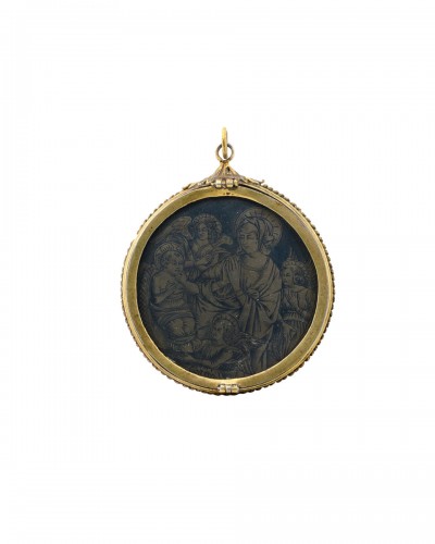 Devotional silver gilt and niello pendant, Itay 15th century