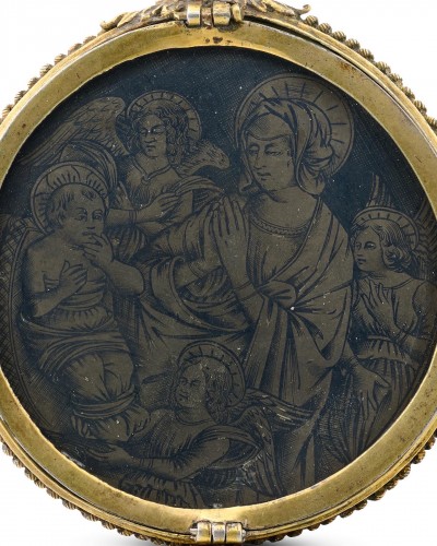Pendentif dévotionnel en vermeil et niellé, Italie XVe siècle - Art sacré, objets religieux Style 