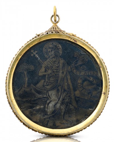 Art sacré, objets religieux  - Pendentif dévotionnel en vermeil et niellé, Italie XVe siècle