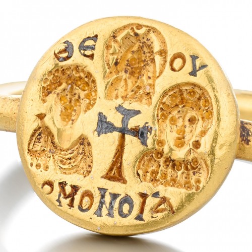 Gold and niello inlaid marriage ring, Byzantine 6th - 7th century AD - Antique Jewellery Style 