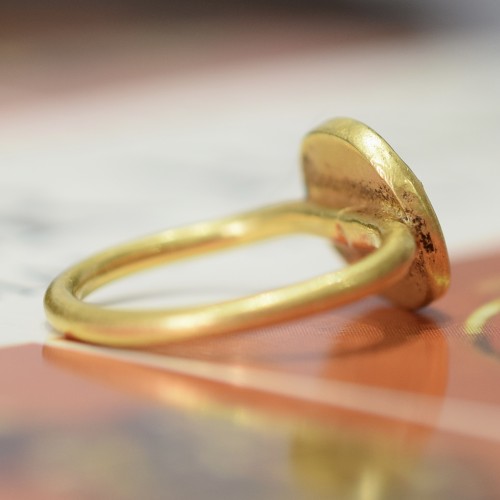 Antiquités - Gold and niello inlaid marriage ring, Byzantine 6th - 7th century AD