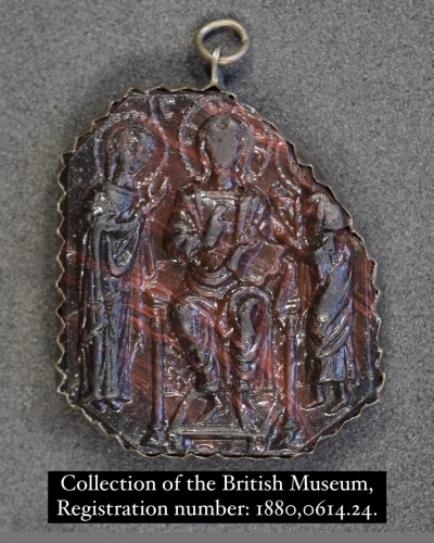 Antiquités - Late Byzantine glass cameo of the Sedes Sapientiae,Venetian 13th century
