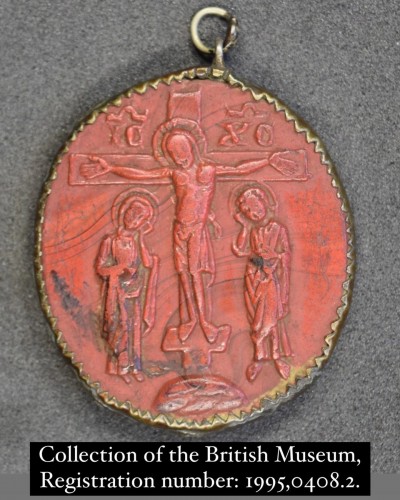 Antiquités - Late Byzantine glass cameo of the Sedes Sapientiae,Venetian 13th century