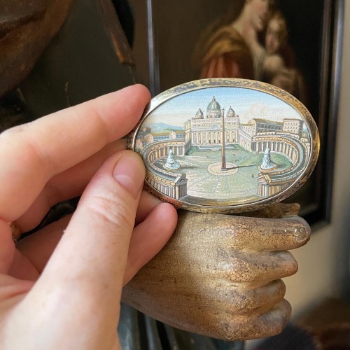 19th century - Micromosaic plaque of Saint Peter’s Square. Italy early 19th century.