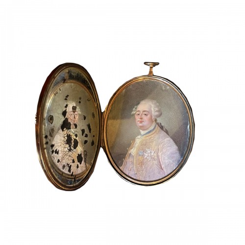 Miniature en écaille et nacre du roi Louis XVI, France 18e siècle