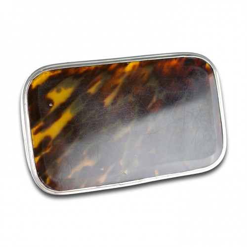 Large silver and tortoiseshell table snuff box. European, 19th century - 