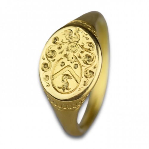 Antiquités - High carat gold armorial signet ring circa 1700