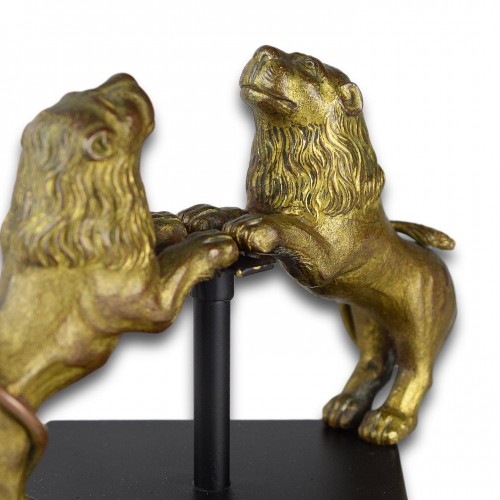  - Pair of Renaissance gilt bronze models of lions