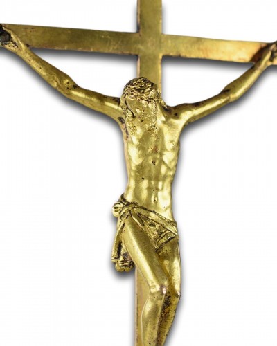 Croix d'autel en cuivre doré avec compartiment reliquaire - Art sacré, objets religieux Style 