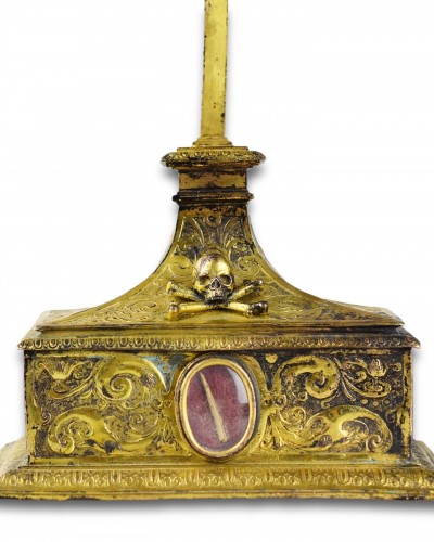 Copper-gilt altar cross with a reliquary compartment - 