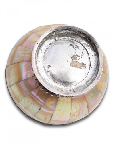 Antique Silver  - Indo-Portuguese pearl bowl with English silver mount Gujarat16th/17th ce