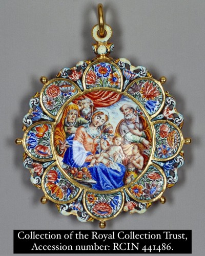 Antiquités - Gold and enamel pendant in the manner of Giuseppe Bruno