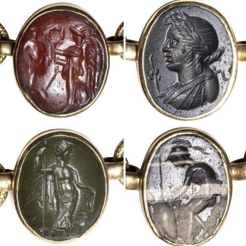 Collier en or néo-classique avec intailles et camées romains en pierre dure - Matthew Holder
