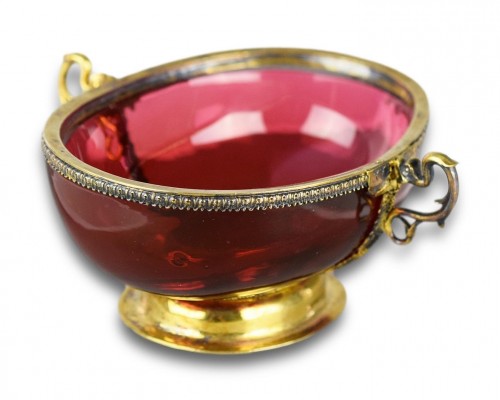 Silver gilt mounted ruby glass bowl - Objects of Vertu Style 
