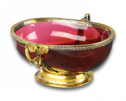 Silver gilt mounted ruby glass bowl - 