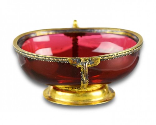 Silver gilt mounted ruby glass bowl - 