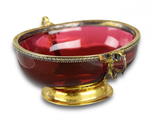  - Silver gilt mounted ruby glass bowl