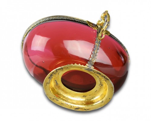 Antiquités - Silver gilt mounted ruby glass bowl