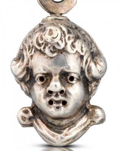 Pomander en argent en forme de tête de putto - Bijouterie, Joaillerie Style 