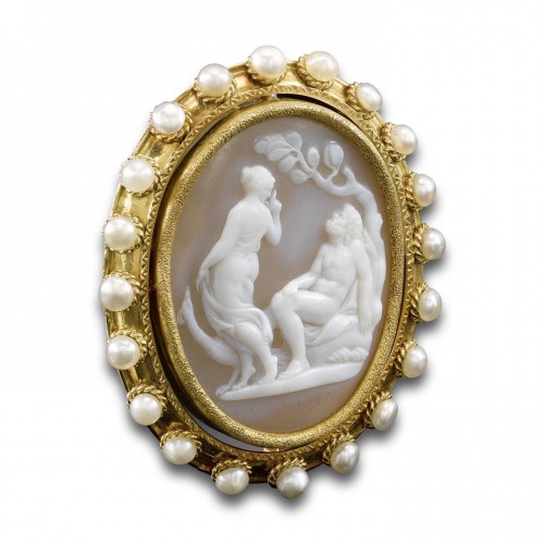 Sardonyx cameo of Juno and Jupiter by Giovanni Pichler. Italian, 18th centu - Antique Jewellery Style 